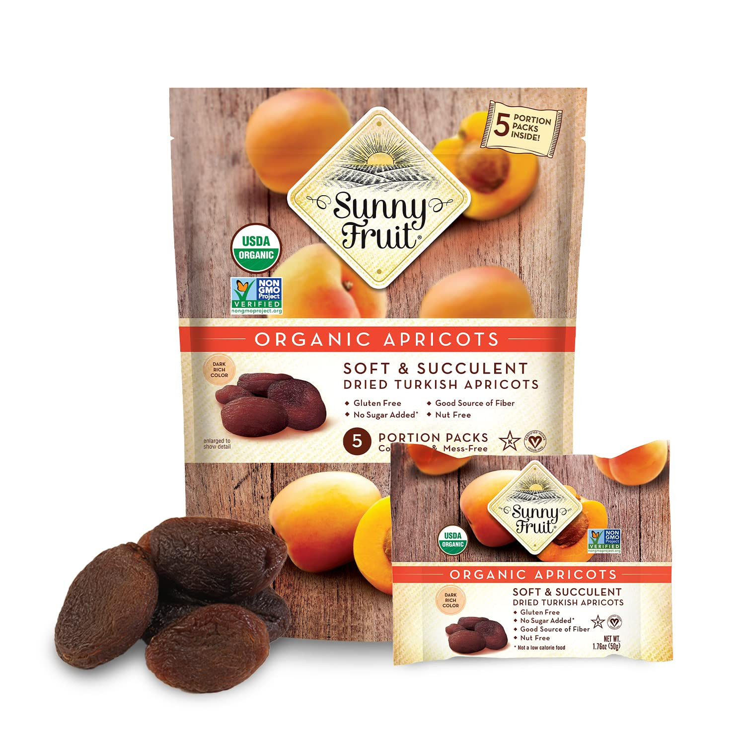 Sunny Fruit Soft Organic Turkish Dried Apricots - 1 Bag (5 Individual Portion Packs) | Healthy, C... | Amazon (US)