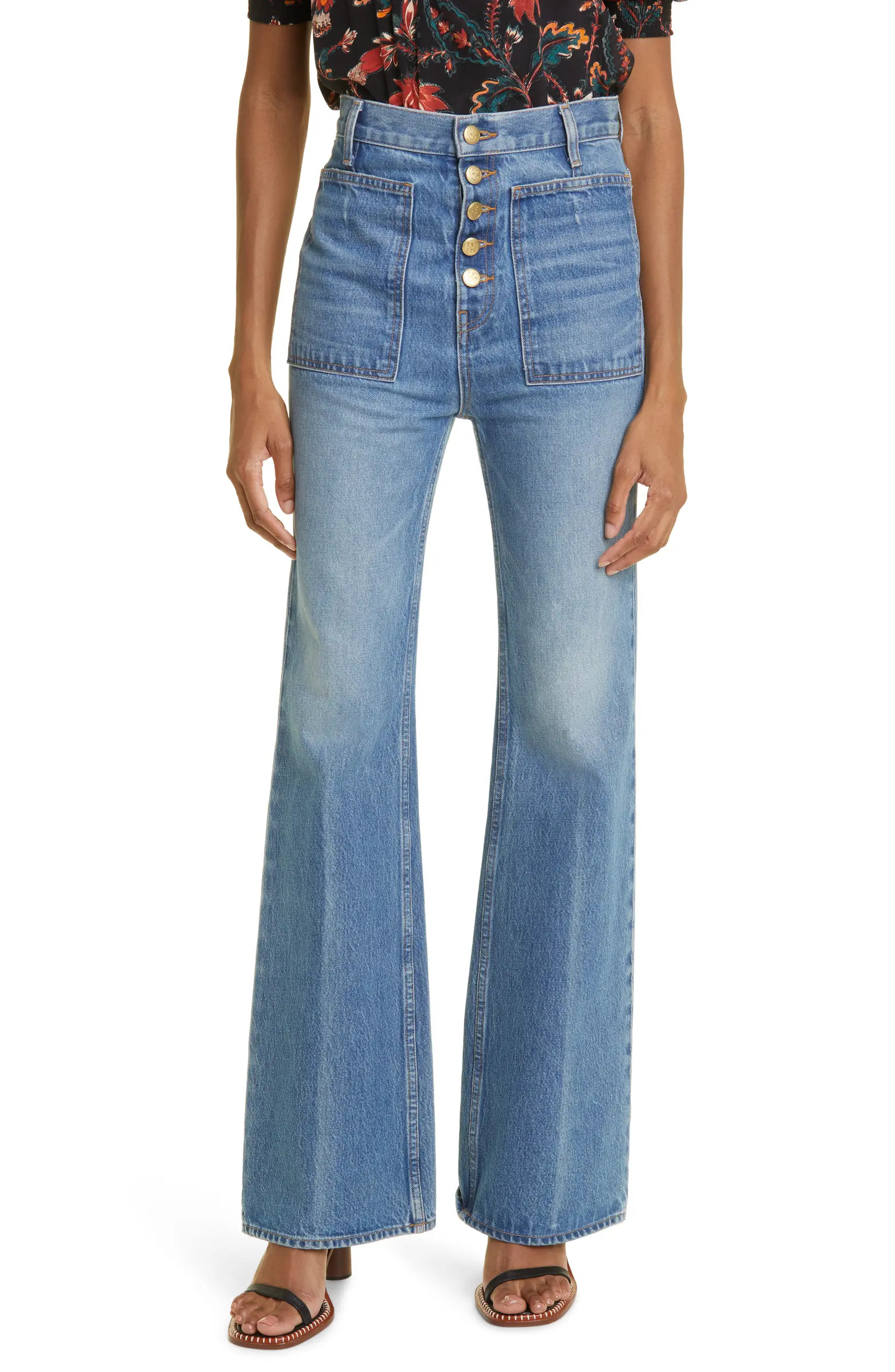 The Lou Button Fly Flare Jeans | Nordstrom