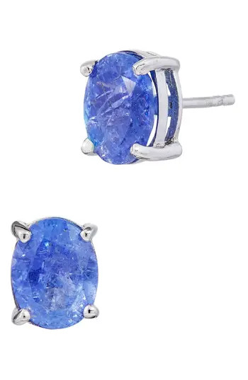 SAVVY CIE JEWELS Tanzanite Oval Stud Earrings in Silver at Nordstrom Rack | Nordstrom Rack