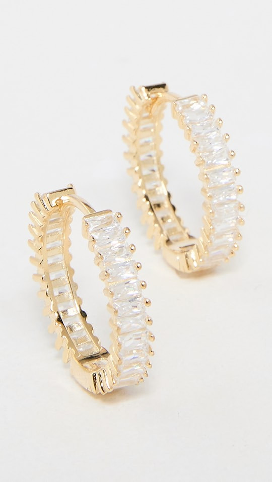 Thin Baguette Huggie Earrings | Shopbop