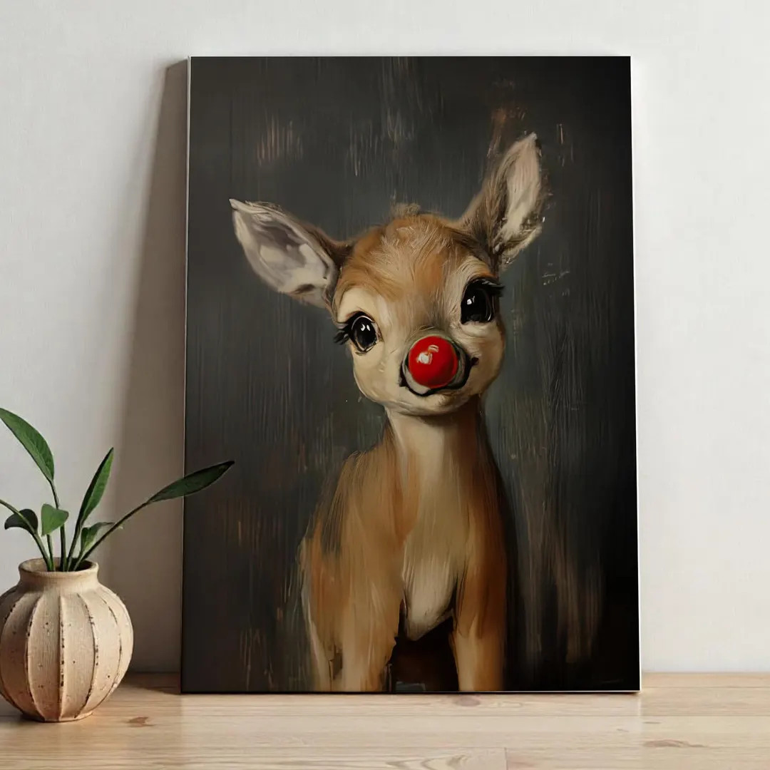 Rudolph Framed Print Cute Reindeer Decor Whimsical Christmas Art for Playful Holiday Vibes,whimsi... | Etsy (US)