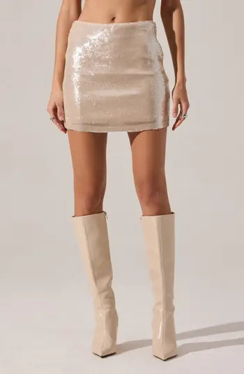 ASTR the Label Darby Sequin Miniskirt in Cream at Nordstrom Rack, Size Large | Nordstrom Rack