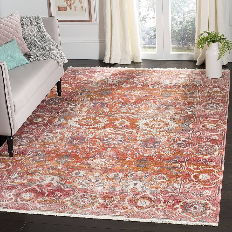 SAFAVIEH Persian Collection Area Rug - 8' x 10', Red & Orange, Traditional Oriental Distressed De... | Amazon (US)