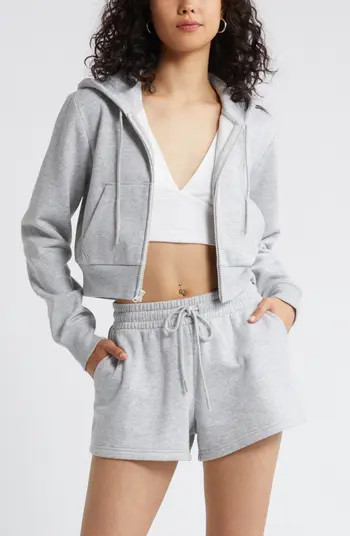 Crop Zip Fleece Hoodie | Nordstrom
