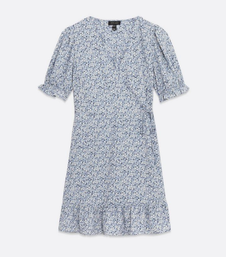 Blue Ditsy Floral Frill Tiered Mini Wrap Dress
						
						Add to Saved Items
						Remove from ... | New Look (UK)