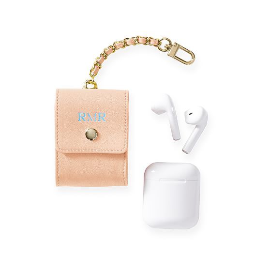 Leather Chain Strap Case For AirPods, Blush | Mark and Graham
