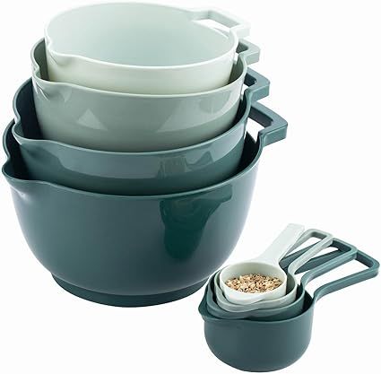 Cook with Color Mixing Bowls - 8 Piece Nesting Plastic Mixing Bowl Set with Pour Spouts and Handl... | Amazon (US)
