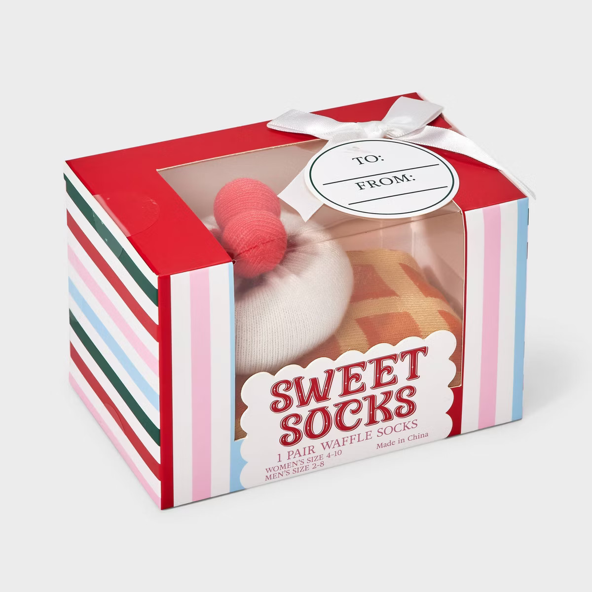 Adult Waffle Crew Socks - Tan/Ivory/Red 4-10 | Target