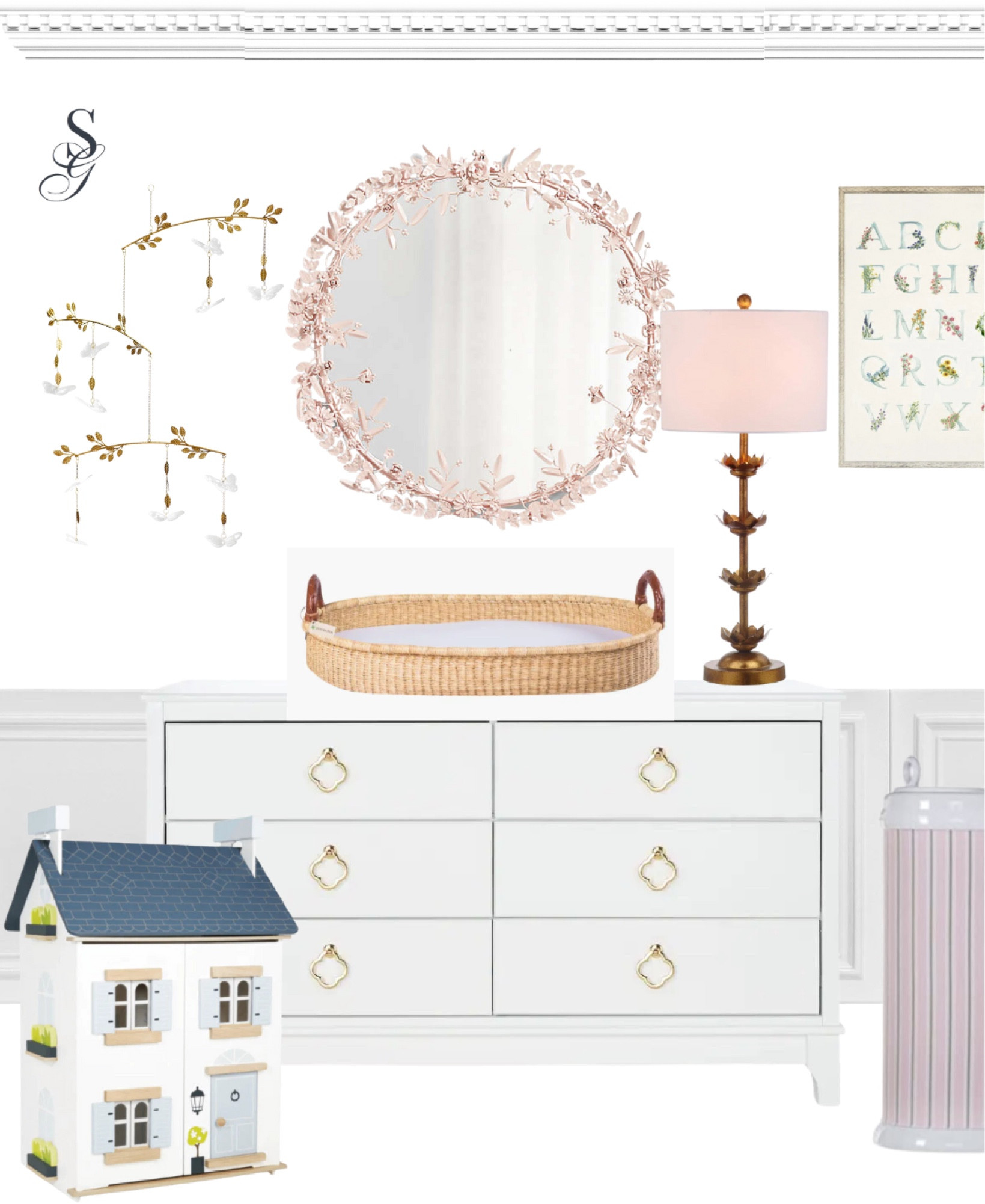 Girl’s nursery design🎀
In love with this dresser! A great width to use as a changing table and could be used for years! 
Also, how cute is this dollhouse?! Is it too soon to buy things for your future kids (asking for a friend 😉)





Nursery design, girl nursery, feminine nursery, pink and green nursery



#nursery #girlsnursery #southernhome #southernstyle #girlsbedroom #babyregistry #pinkcurtains #floralnursery #floralbedroom #girlsbedroom #wallsconces #eleganthome #elegantstyle #baby #babygirl #babygirlnursery #nurseryrug #playroom #bowlamp #blackoutcurtains #throwpillow #pillows #goldnursery #sidetable #goldcrib #glider #toychest #toystorage #mobile #nurserydecor 
#diaperpailcover #changingtable #mirror #nurserymirror

#LTKhome #LTKbump #LTKbaby