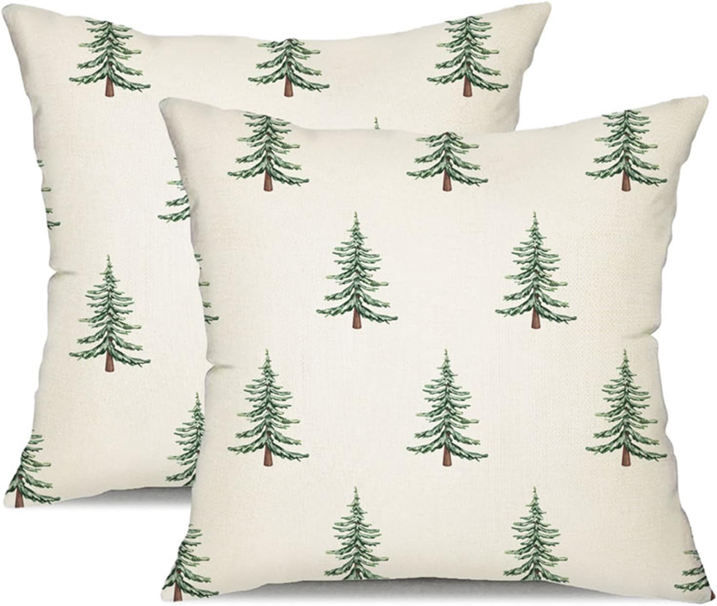 DFXSZ Christmas Pillow Covers 18x18 inch Set of 2 Christmas Tree Decorative White Throw Pillow Covers Winter Famliy Decoration for Home Couch TH-30B18 | Amazon (US)