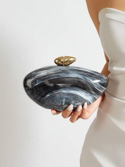 Fashionable Acrylic Clutch For Women Luxury Gradient Color Magnet Closure Metal Long Chain Should... | SHEIN