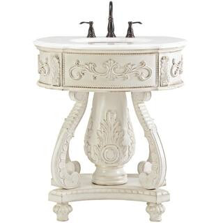 Home Decorators Collection Chelsea 31 in. W x 22.5 in. D x 35 in. H Bathroom Vanity in Antique Wh... | The Home Depot