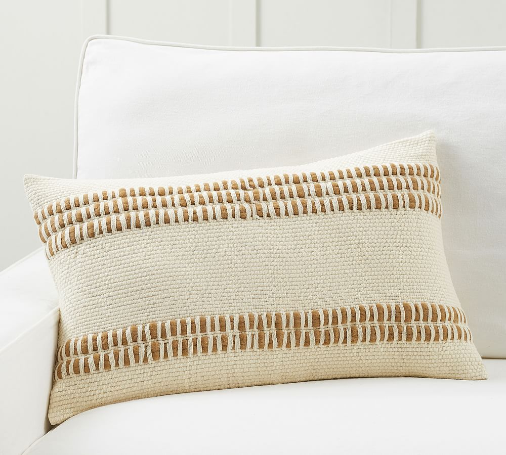 Reed Striped Lumbar Pillow | Pottery Barn (US)