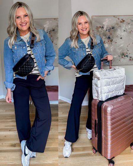 Amazon travel outfit ✈️ featuring comfy wide leg pants that come in petite and tall lengths. 
Travel outfit 
Travel style
Travel must haves


#LTKStyleTip #LTKFindsUnder50 #LTKTravel