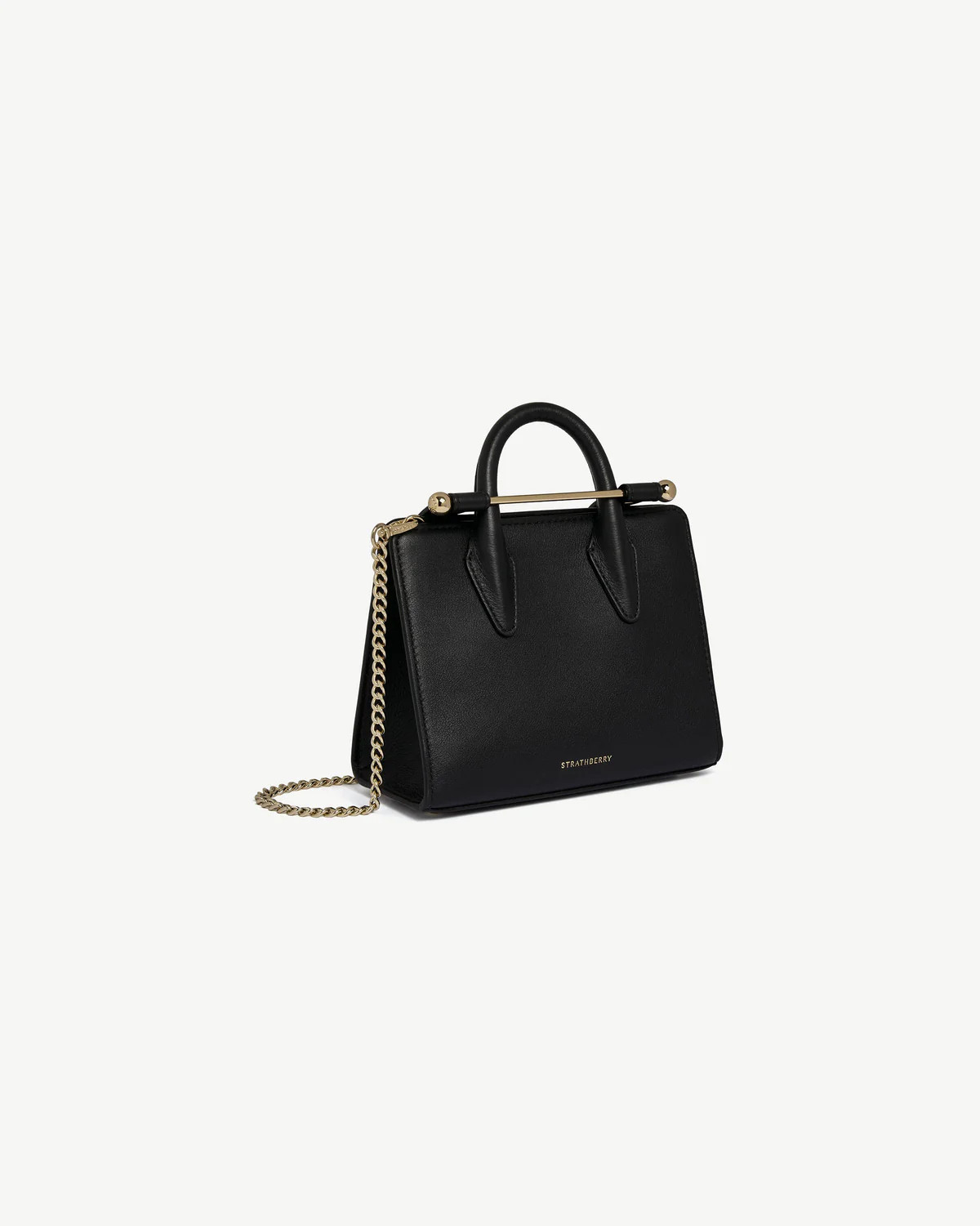 Strathberry - Nano Tote - Top Handle Leather Mini Tote Bag - Black | Strathberry