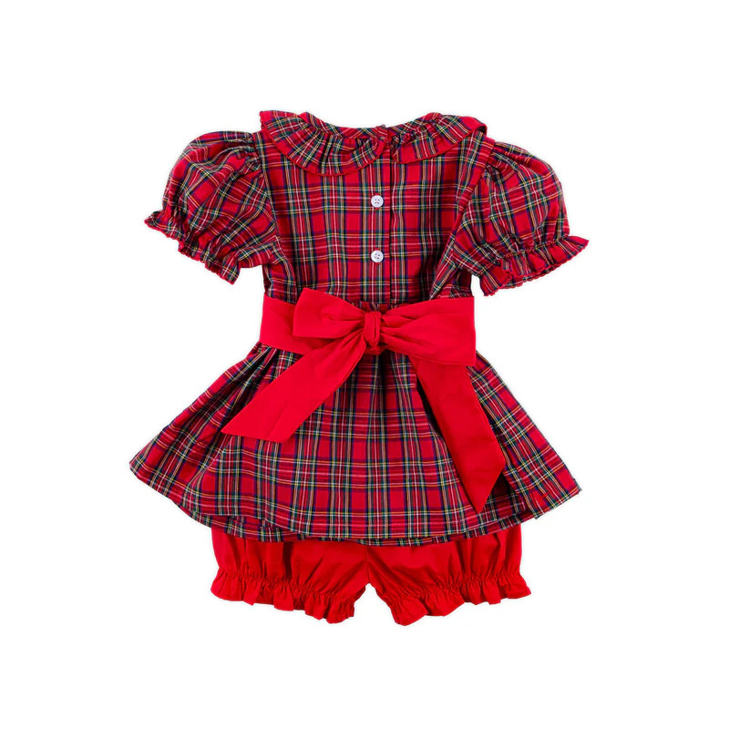 Plaid Red Sash Bloomer Set | Classic Whimsy