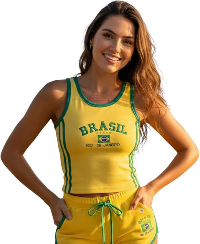 Conjunto Do Brasil Regata Cropped + Short Feminino | Amazon (BR)