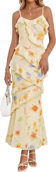 MEROKEETY Summer Floral Wedding Guest Maxi Dress Women 2026 Vacation Formal Bodycon Spaghetti Str... | Amazon (US)