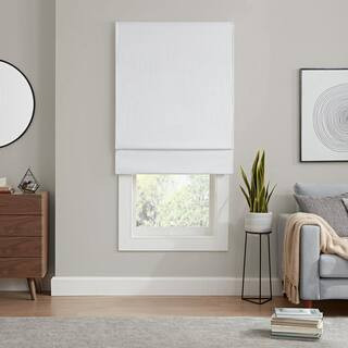 Kylie White Cordless Blackout Polyester Roman Shade 33 in. W x 64 in. L | The Home Depot