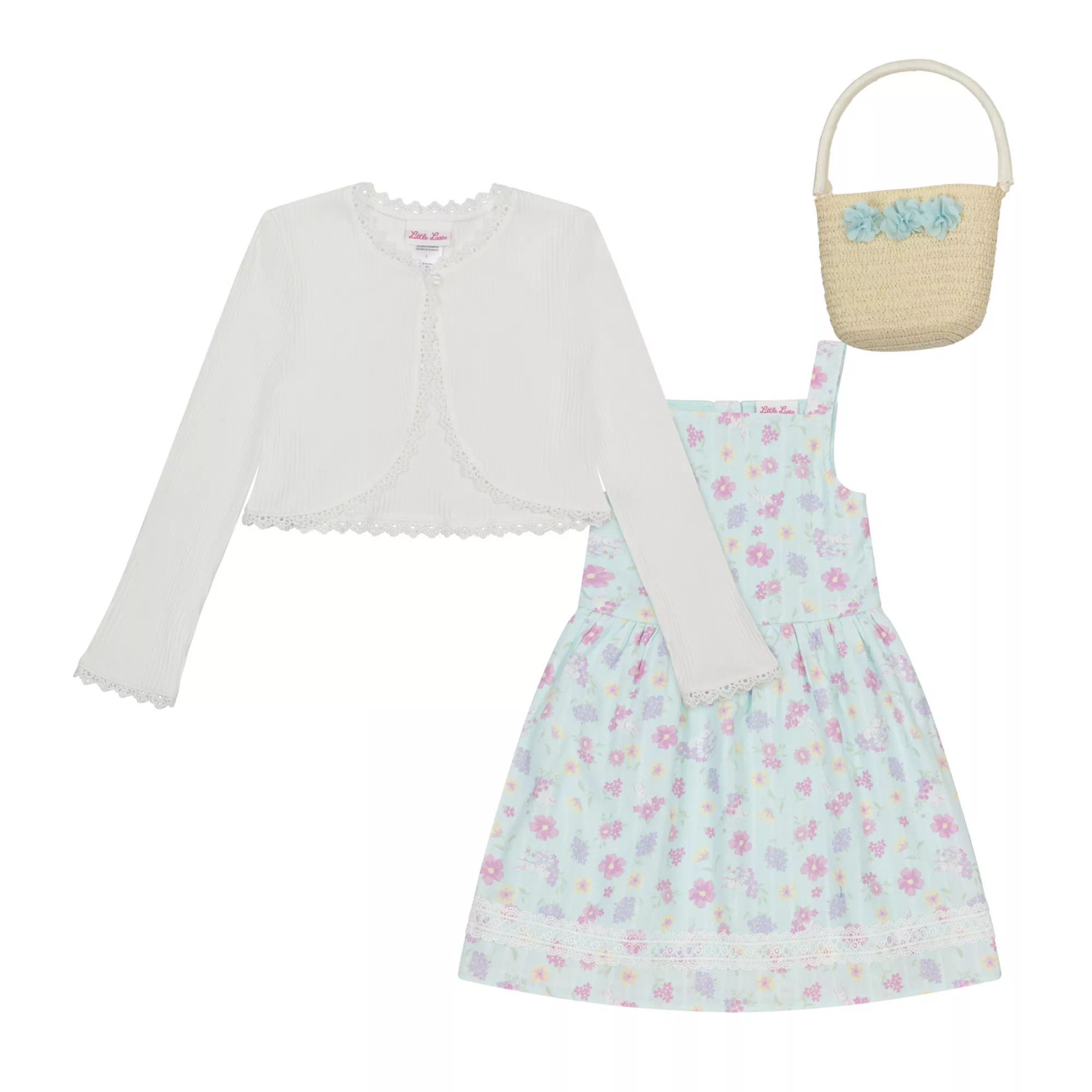 Girls 4-6x Little Lass 3-Piece Floral Dress, Cardigan & Bag Set | Kohl's