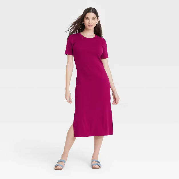 Women's Short Sleeve Rib Knit T-Shirt Dress - A New Day™ | Target