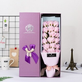 Soap Rose Flower Jewelry Storage Gifts Box Valentine's/ Mother's Day Gift 18Pcs/Box (White) | Bed Bath & Beyond