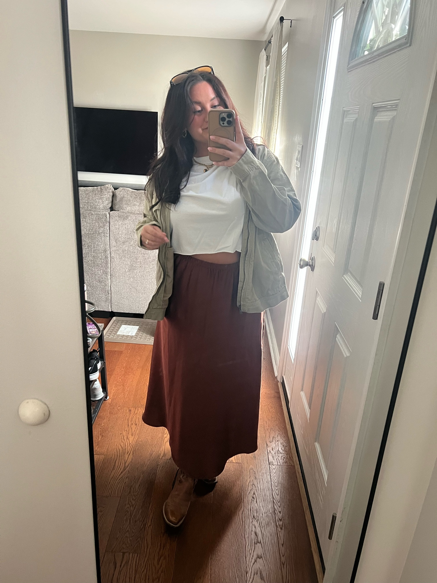 Top | M
Jacket | M
Skirt | M
Shoes | tts

#LTKMidsize #LTKStyleTip