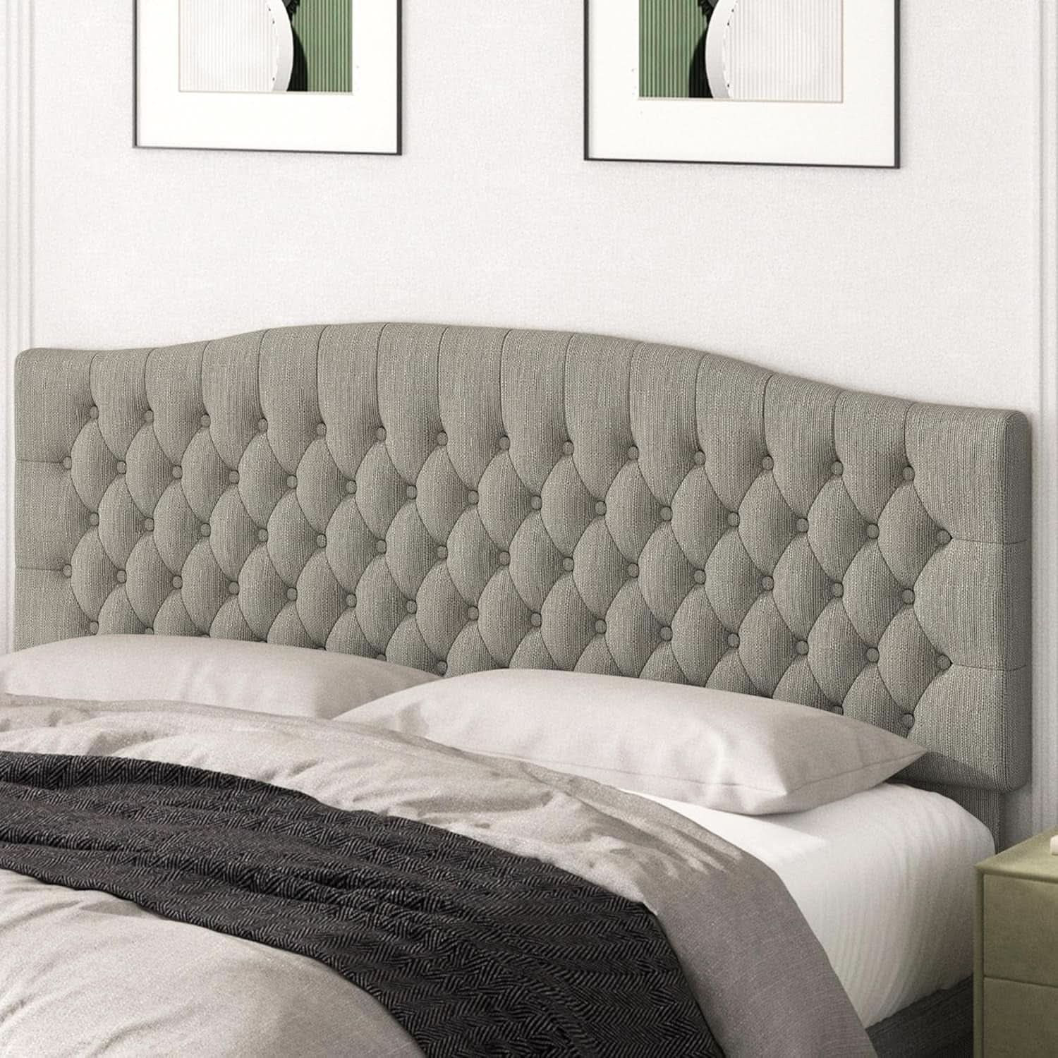 Upholstered King Headboard with Tufted Design and Legs | Shop Simon
