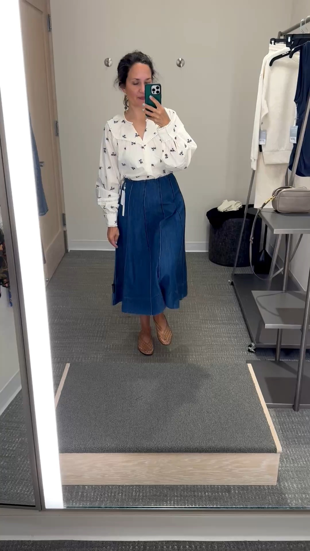 Two items I bought from the Nordstrom Anniversary sale, embroidered blouse and denim midi skirt!

#LTKSeasonal #LTKOver40 #LTKSaleAlert
