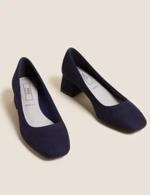 Wide Fit Block Heel Square Toe Shoes | M&S Collection | M&S | Marks & Spencer IE