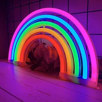 eyeJOY Rainbow Neon Signs Powered by USB Wired or Barreries for Wall Light Bedroom Decoration Hom... | Amazon (US)