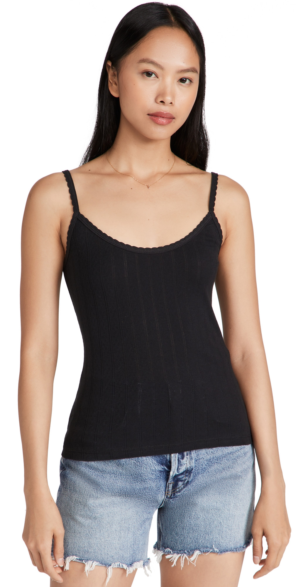 Leset Pointelle Classic Tank Top Black S | Shopbop