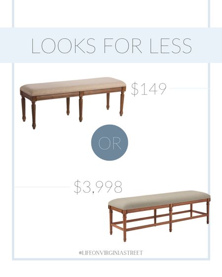 Looks for less! Grab this designer Serena and Lily inspired bench for WAY less! 

affordable home decor, serena and lily, looks for less, save a splurge, splurge vs save, affordable furniture, serena and lily, coastal style, coastal home decor, simple style, neutral home decor, bedroom decor

#LTKSeasonal #LTKstyletip #LTKhome