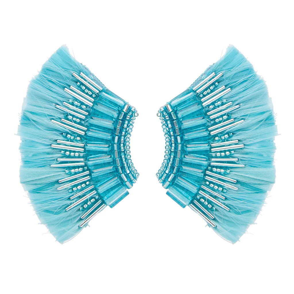 Feather Mini Madeline Earrings Teal | Mignonne Gavigan