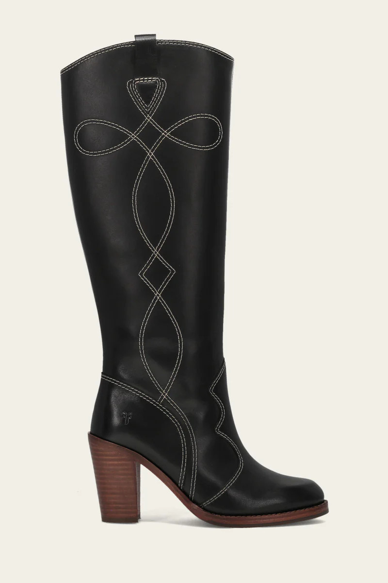 Women's Black Corinne Tall Deco Stitch Boot | The Frye Company | FRYE