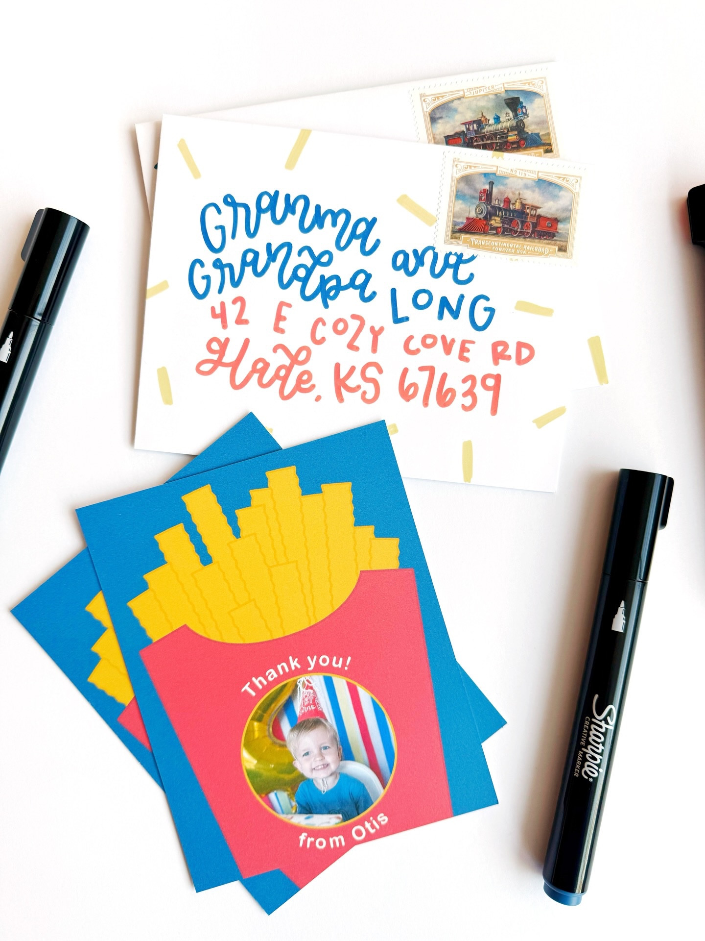 Overdue post about small fry’s birthday. I can’t believe he’s 2! 🍟☺️ But these needed a little spot on the feed, and I needed to let people know these @sharpie acrylic markers are smooth and bold. Great for some quick and eye-catching lettering. Have you tried them?
.
.
.
#sharpiecreativemarkers #sharpie #sharpiemarker #sharpiemarkers #handlettering #kidbirthday #kidbirthdayideas #frenchfries #frenchfrytheme #frenchfriestheme #frybirthday #envelopeart #envelope #snailmail #thankyoucard #thankyoucards #customthankyoucards