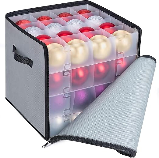BALEINE Christmas Ornament Storage Box with Dividers, Premium Holiday Ornaments Storage Container... | Amazon (US)