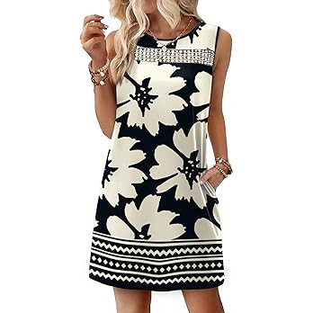 WIHOLL Summer Dresses for Women 2026 Beach Vacation Spring Fashion Lace Mini Tank Dress with Pock... | Amazon (US)