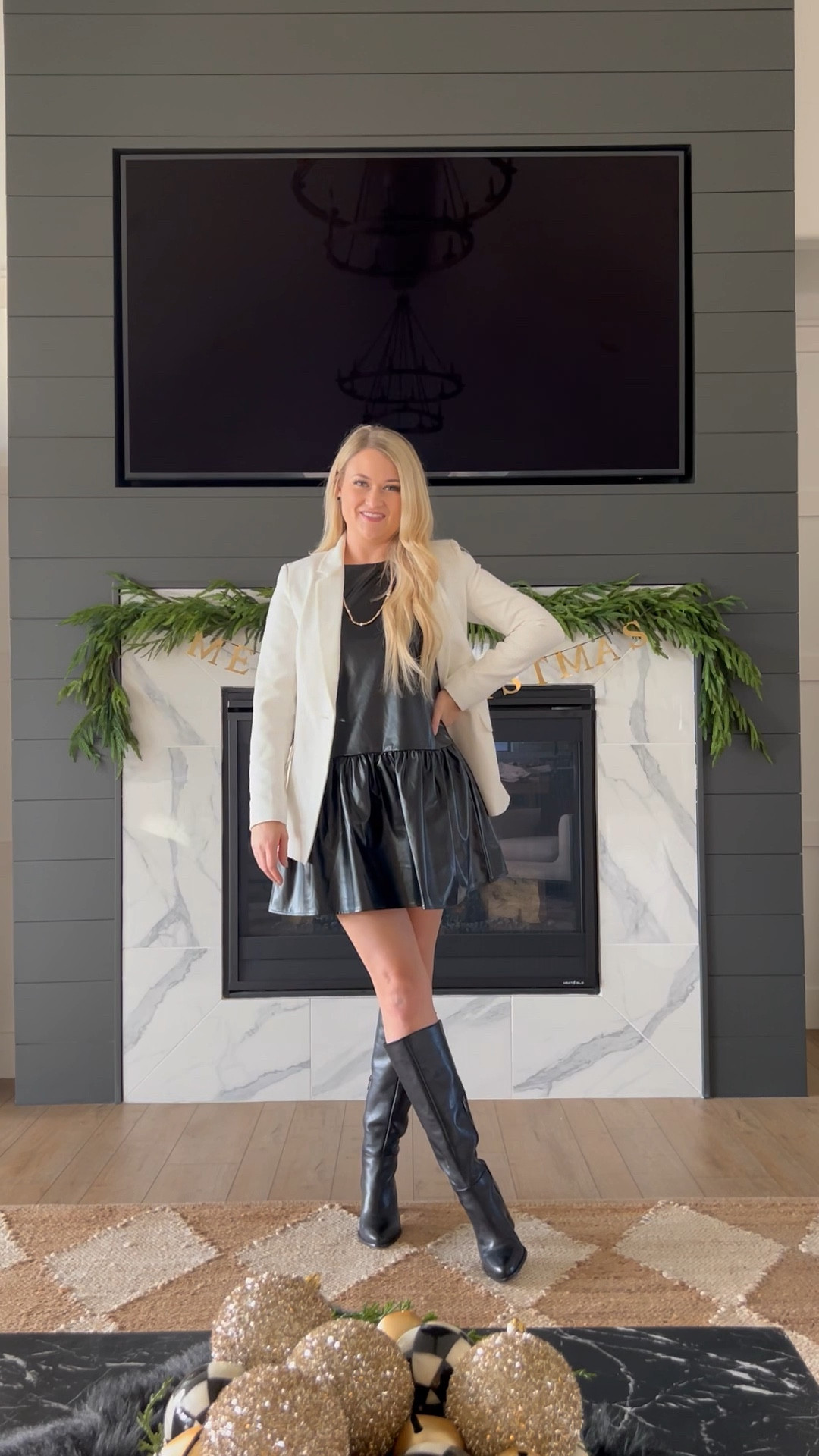 I am in love with this white blazer from Amazon! I saved down for a more fitted fit add an extra small. I also ordered true to size and these boots! I wear these boots all day they are so comfortable. 

Holiday outfit, winter fashion, Amazon, fashion, black boots, winter, boots, knee boots, black, leather dress, holiday dress, winter, vacation, family, photos, family, pictures, picture, outfits, white blazer, blazer, outfits, boot outfits, 

#LTKHoliday #LTKshoecrush #LTKstyletip