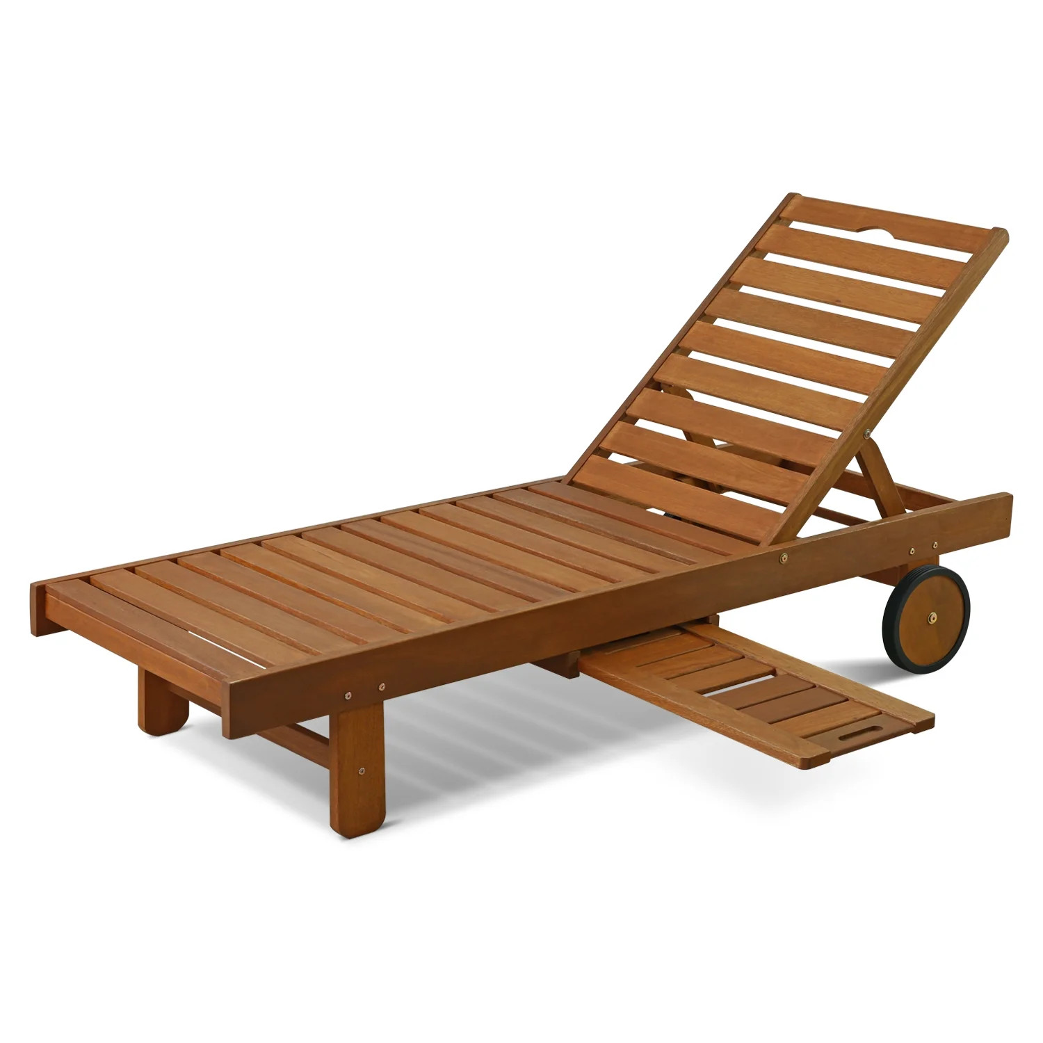 Furinno Tioman Hardwood Outdoor Chaise Lounge - Brown | Walmart (US)