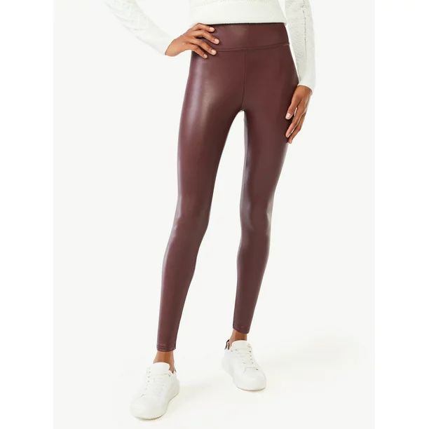 Scoop Women's Faux Leather Stretch Leggings - Walmart.com | Walmart (US)
