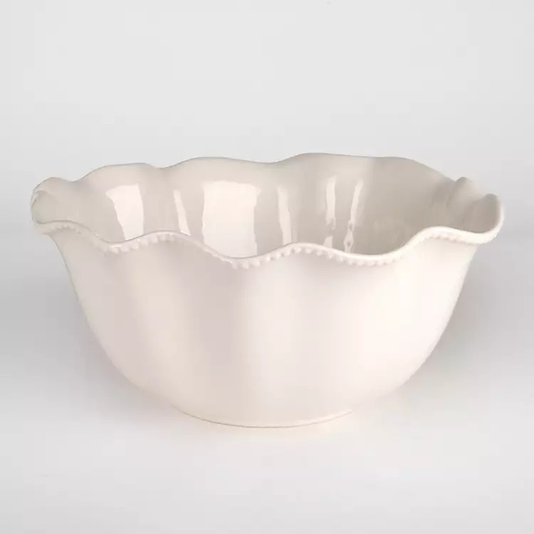 White Wavy Beaded Serving Bowl | Kirklands Home | Kirklands