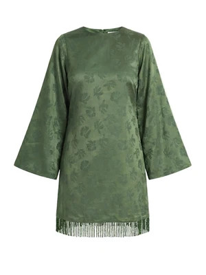 Tillie Dress in Emerald Floral Jacquard | Over The Moon