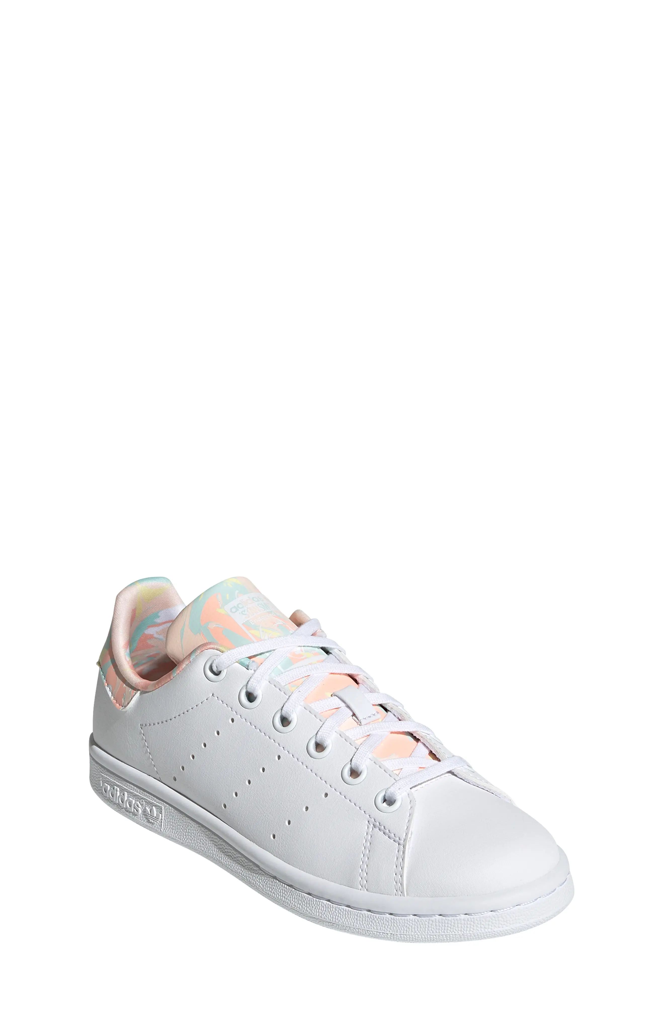 adidas Stan Smith Low Top Sneaker in White/Coral at Nordstrom, Size 6.5 M | Nordstrom