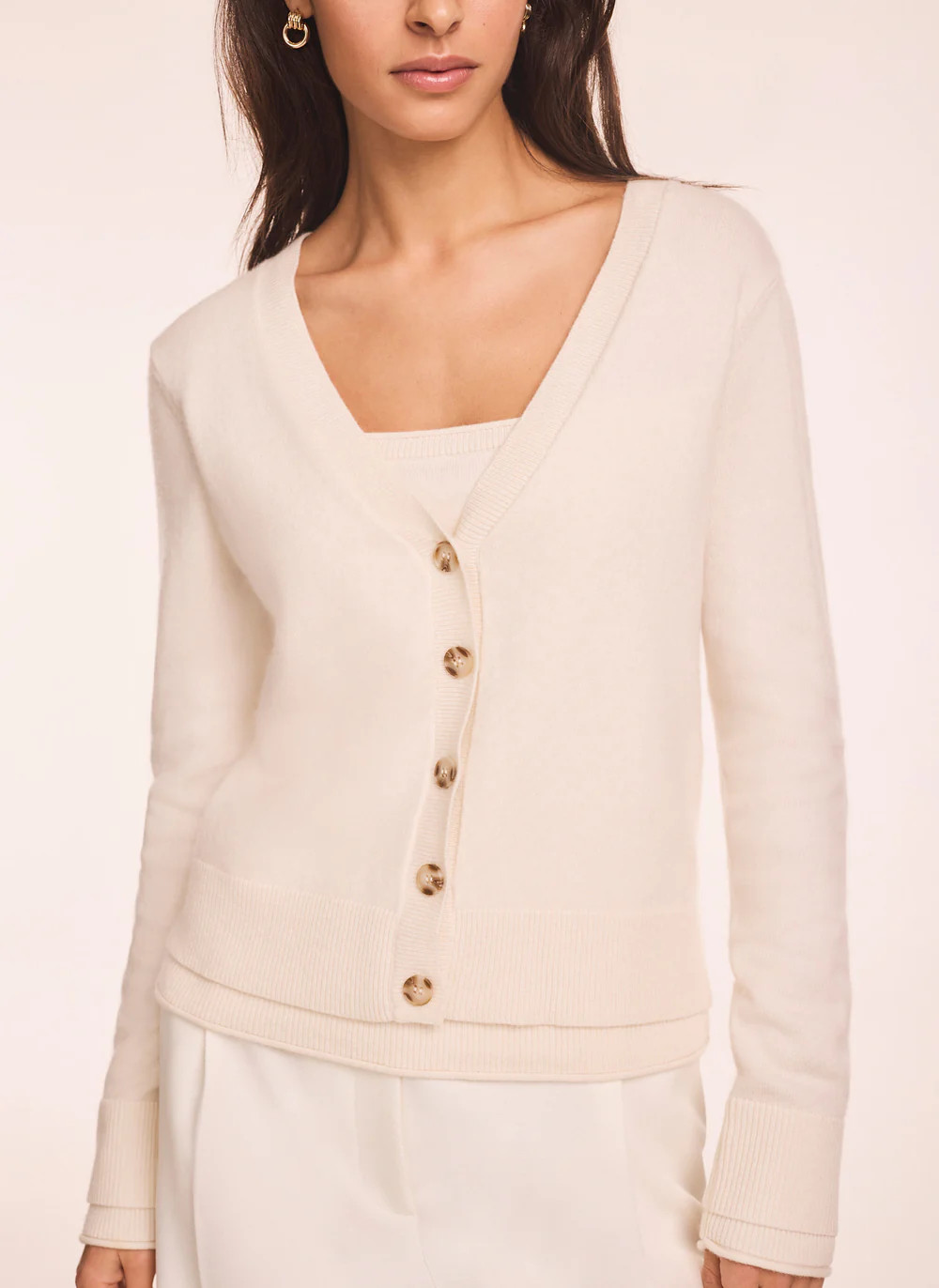 Cream Wool Blend Layered Cardigan | Mint Velvet