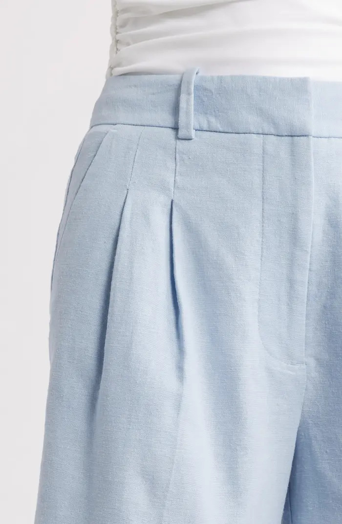 Open Edit Everyday Pleated Linen Blend Shorts | Nordstrom | Nordstrom