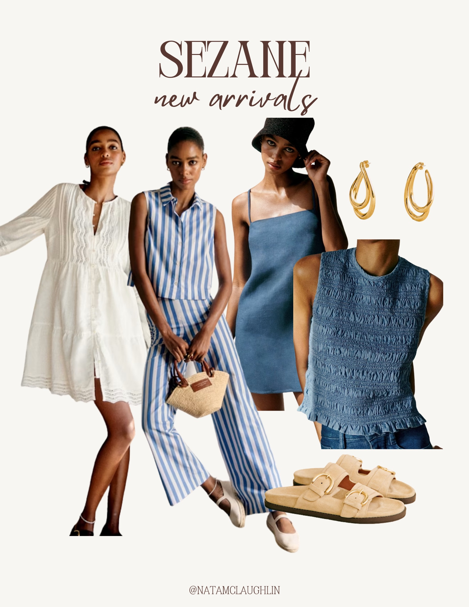 Sezane new arrivals. I love the blue set for the 4th of July  

#LTKStyleTip #LTKSummerEdit #LTKShoeCrush