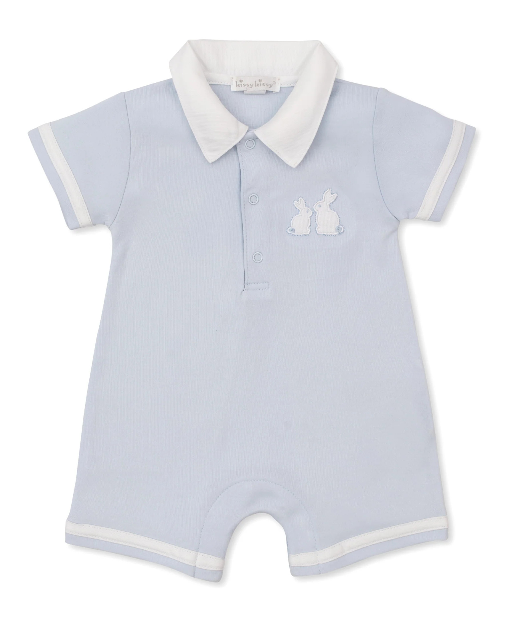 Pique Bunny Bash Blue Short Playsuit | Kissy Kissy