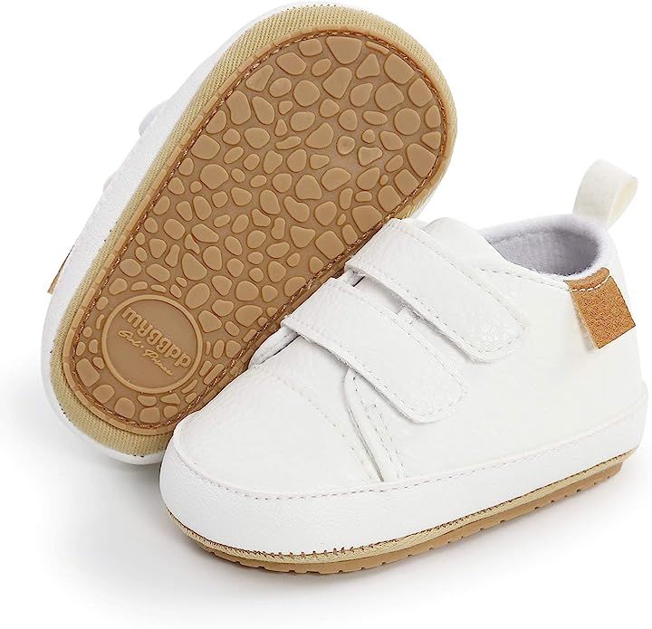 SOFMUO Baby Boys Girls High Top Ankle PU Leather Sneakers Soft Rubber Sole Infant Moccasins Newbo... | Amazon (US)