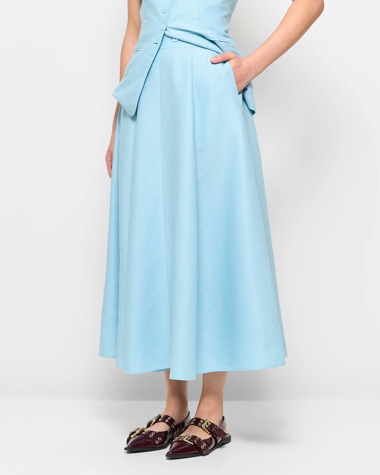Linen Blend A-Line Midi Skirt - Preview - Azure Sky | Target AU
